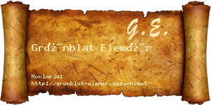 Grünblat Elemér névjegykártya